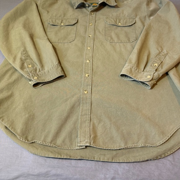 Sold** Cabelas Shirt Mens 3X Beige Tan Long Sleeve Button Up  Pockets Hiking - Picture 3 of 13
